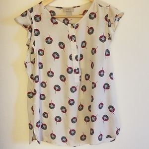 Loft Flutter Sleeve Blouse Size Large